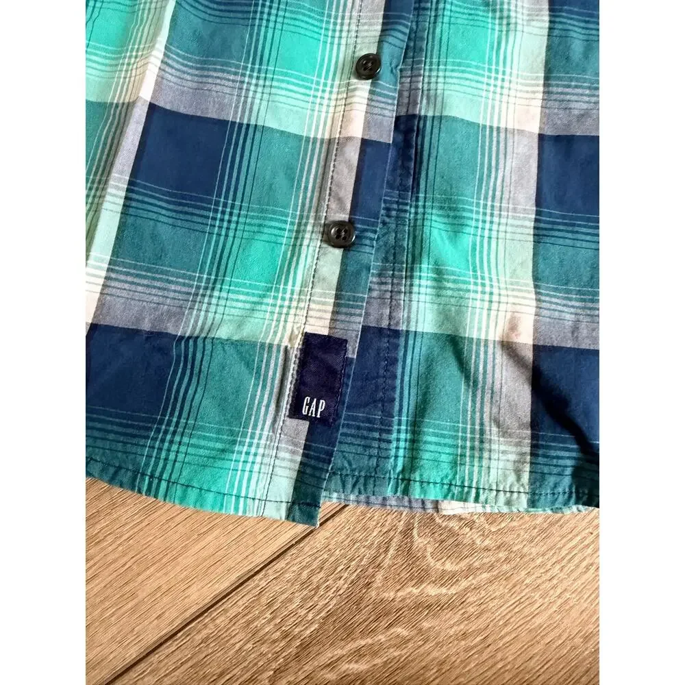 Gap Kids Blue Plaid Button Down Shirt - Boys Size S (6/7)